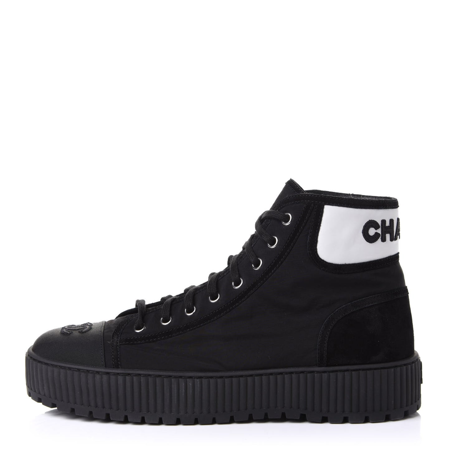Fabric Suede Kidskin Grosgrain Lace Up Cap Toe Sneakers 42 Black White