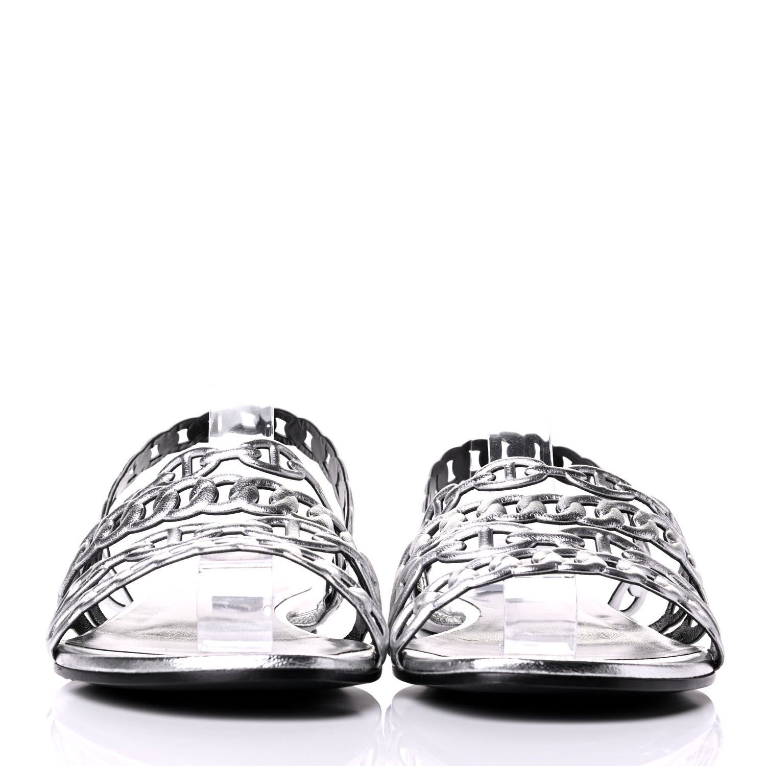 Hermes Metallic Nappa Nude Sandals 40 Argent 2 of 5