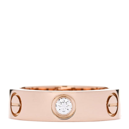 Cartier 18K Pink Gold 3 Diamond 5.5mm LOVE Ring 50 5.25 1 of 5