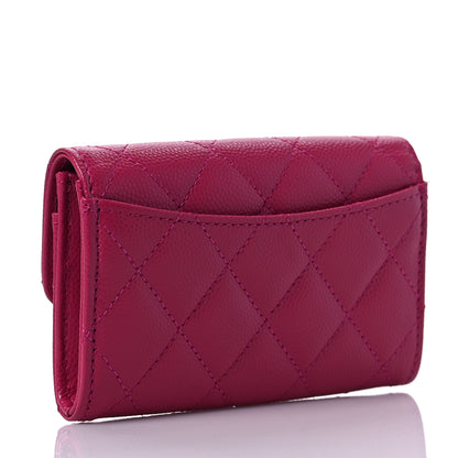 Chanel Caviar Quilted Flap Card Holder Wallet Dark Pink 3 of 9