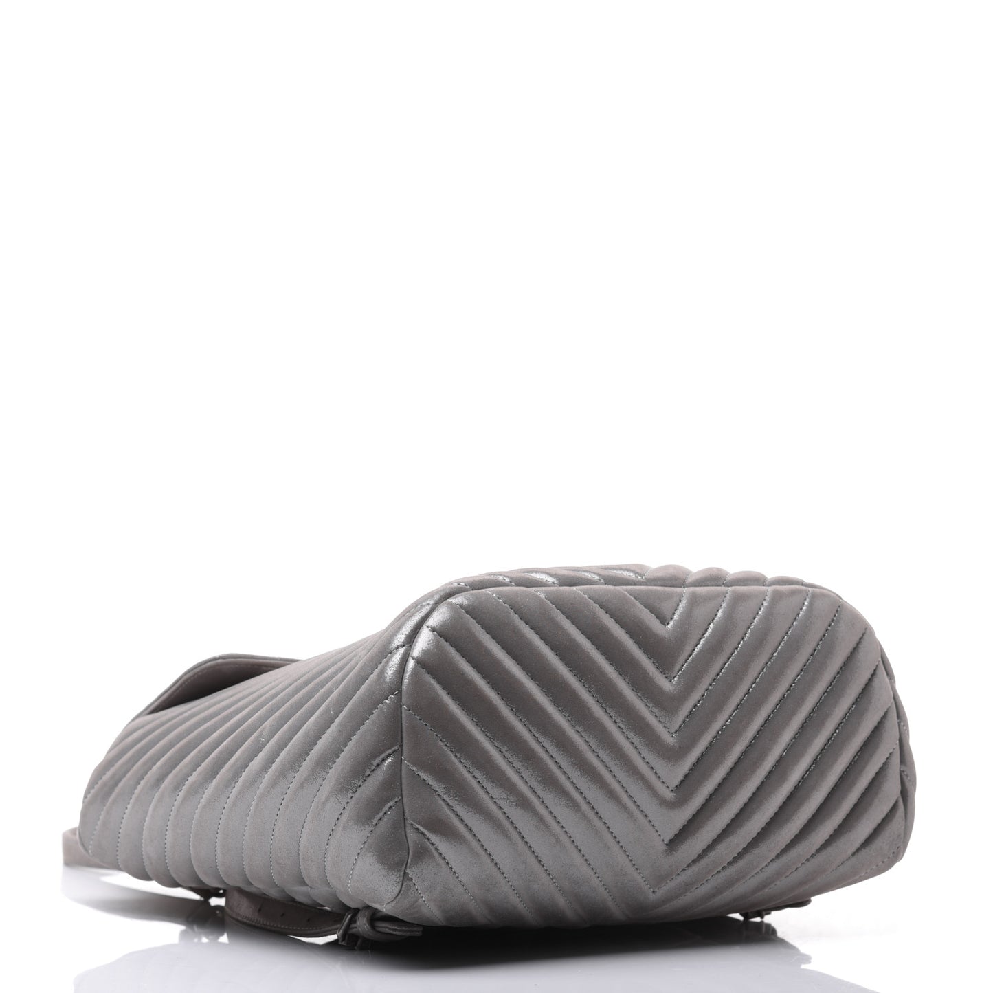 Metallic Calfskin Chevron Quilted Small Urban Spirit Backpack Silver