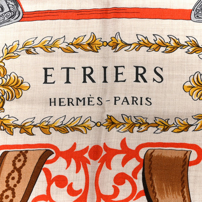 Hermes Silk Etriers Remix Application Coeur Triangle Scarf Beige Naturel 2 of 5