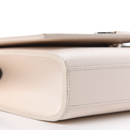 Saint Laurent Grain De Poudre Small Monogram Kate Satchel Icy White 8 of 9