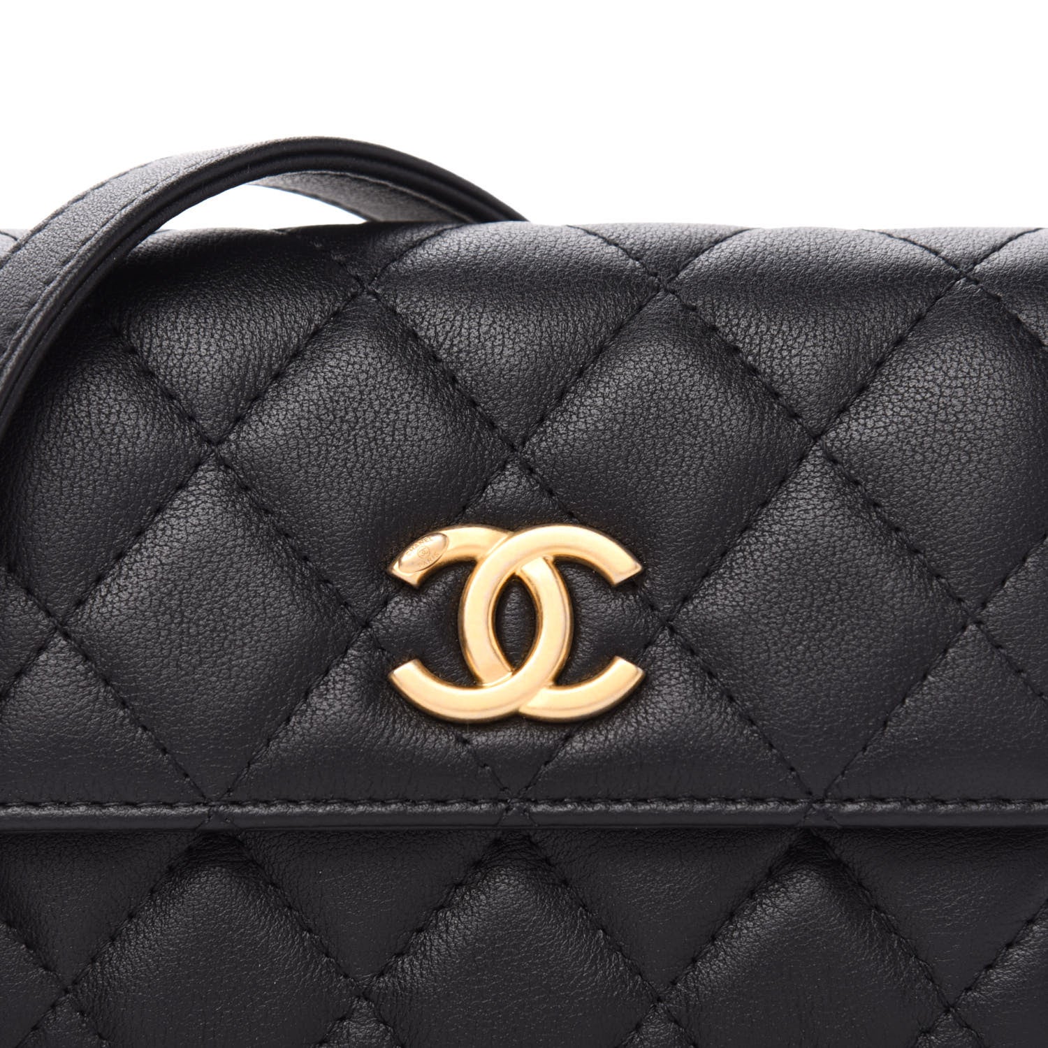 Chanel Calfskin Quilted About Pearls Card Holder Flap With Chain Black 11 of 11