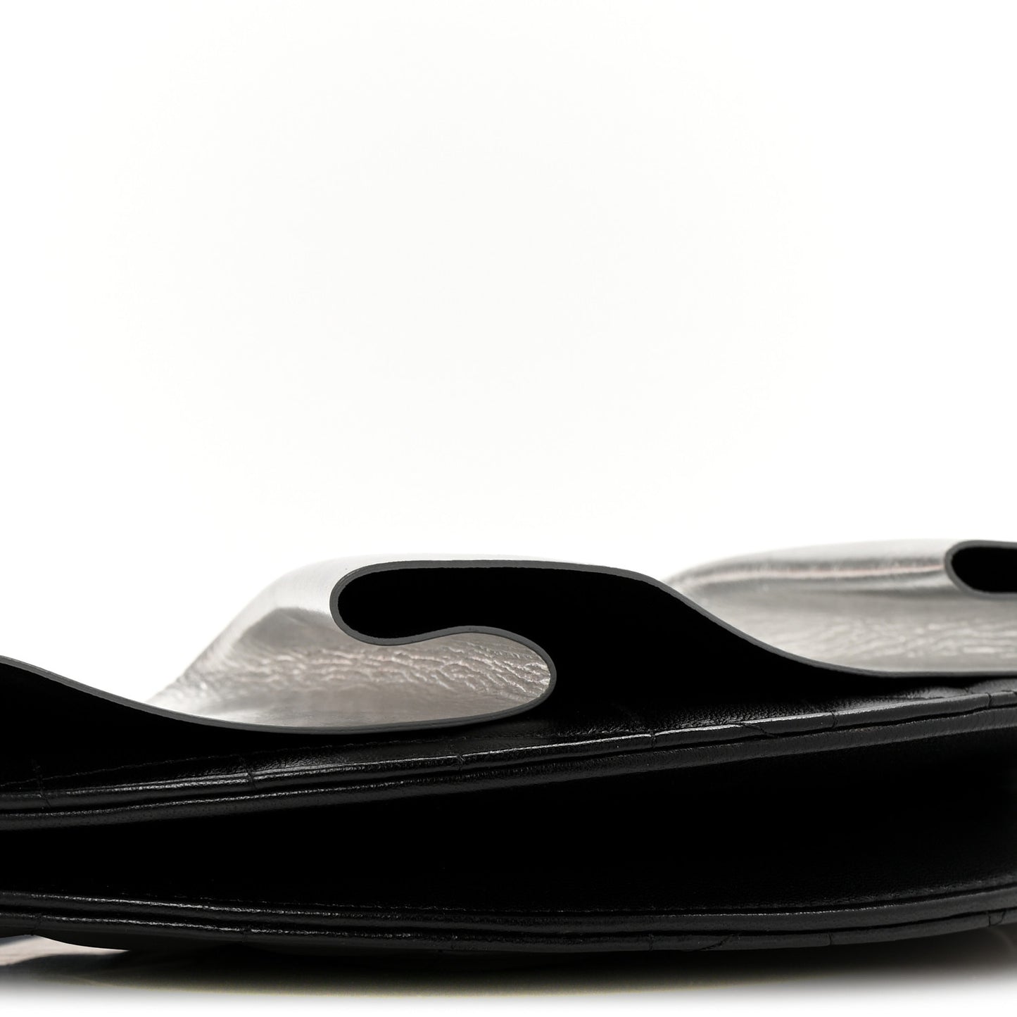 Metallic Lambskin Wave Clutch Black Silver