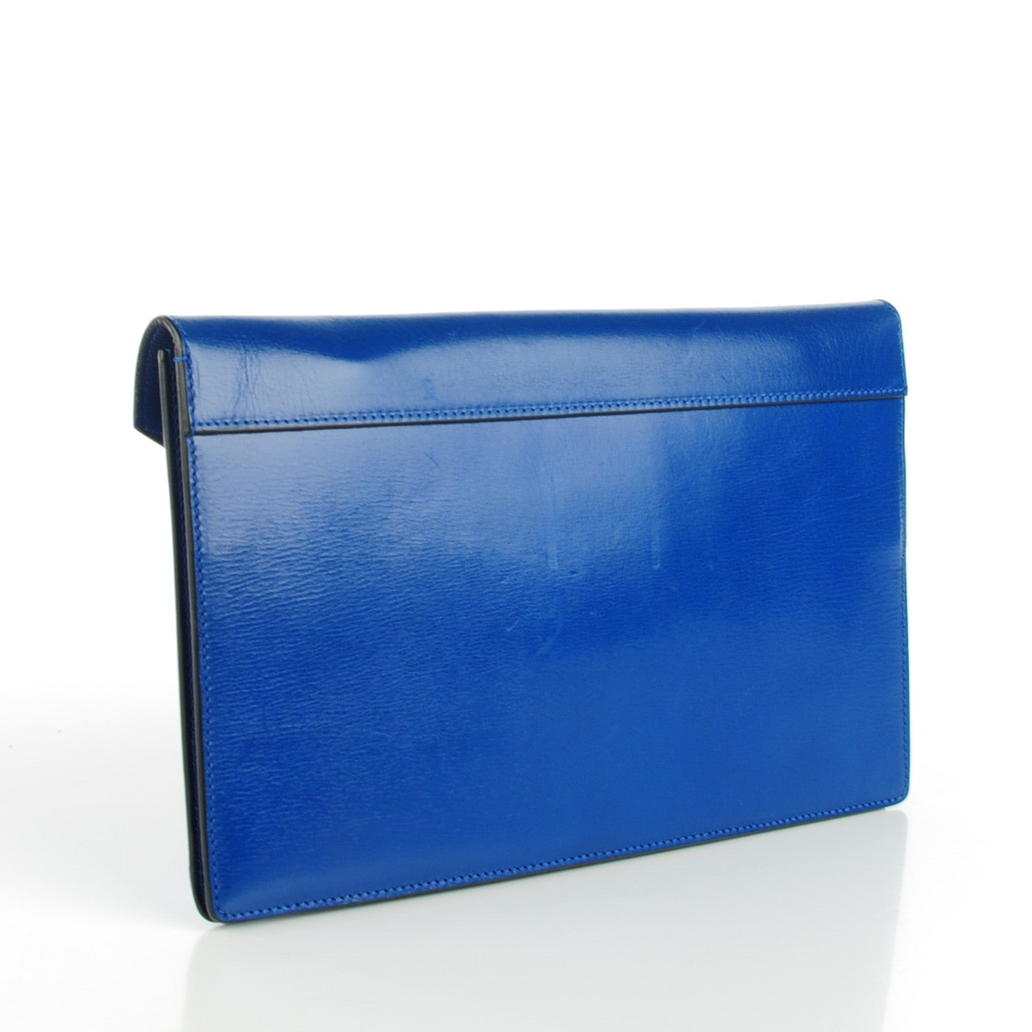 Celine Box Calfskin Suede Diamond Clutch Electric Blue 3 of 8