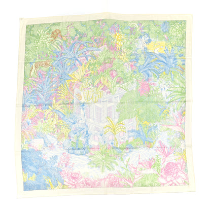 Hermes Cashmere Silk Faubourg Tropical Shawl 140 White Vert Bleu 1 of 5