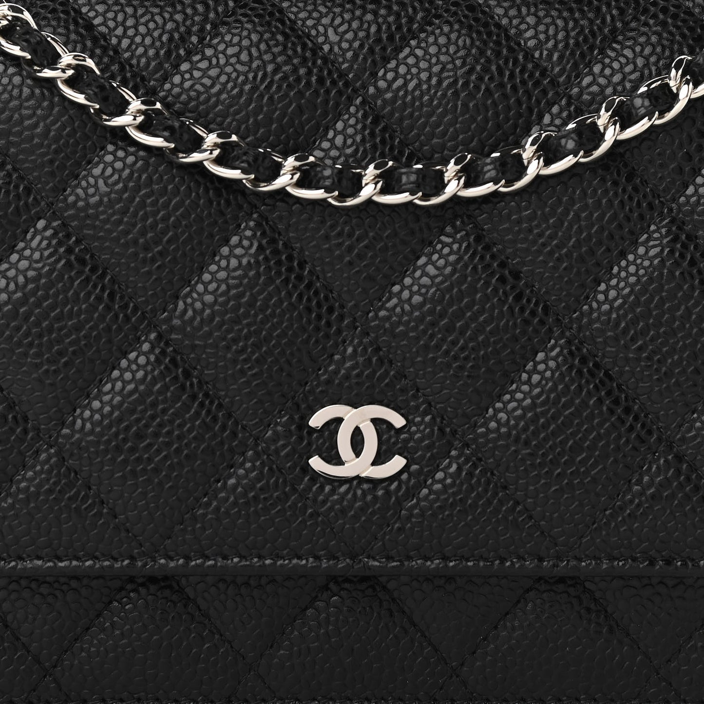 Caviar Quilted Wallet On Chain WOC Black