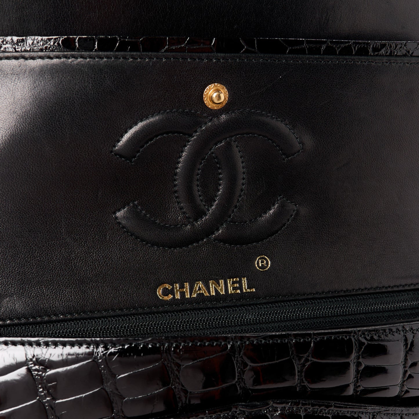 Alligator Small Double Flap Black