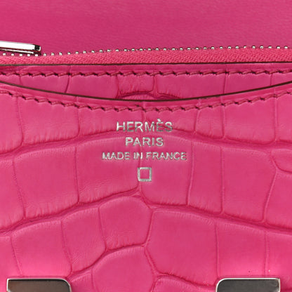 Hermes Matte Alligator Constance Slim Wallet Rose Shocking 6 of 8