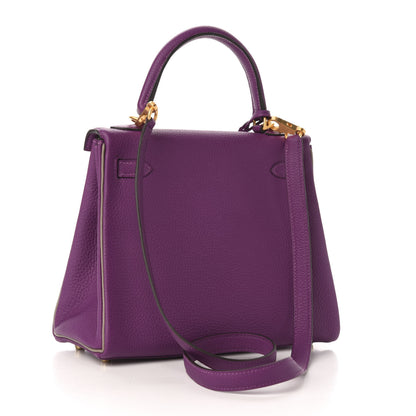 Hermes Togo Horseshoe Kelly Retourne 25 Anemone Gris Asphalte 3 of 12