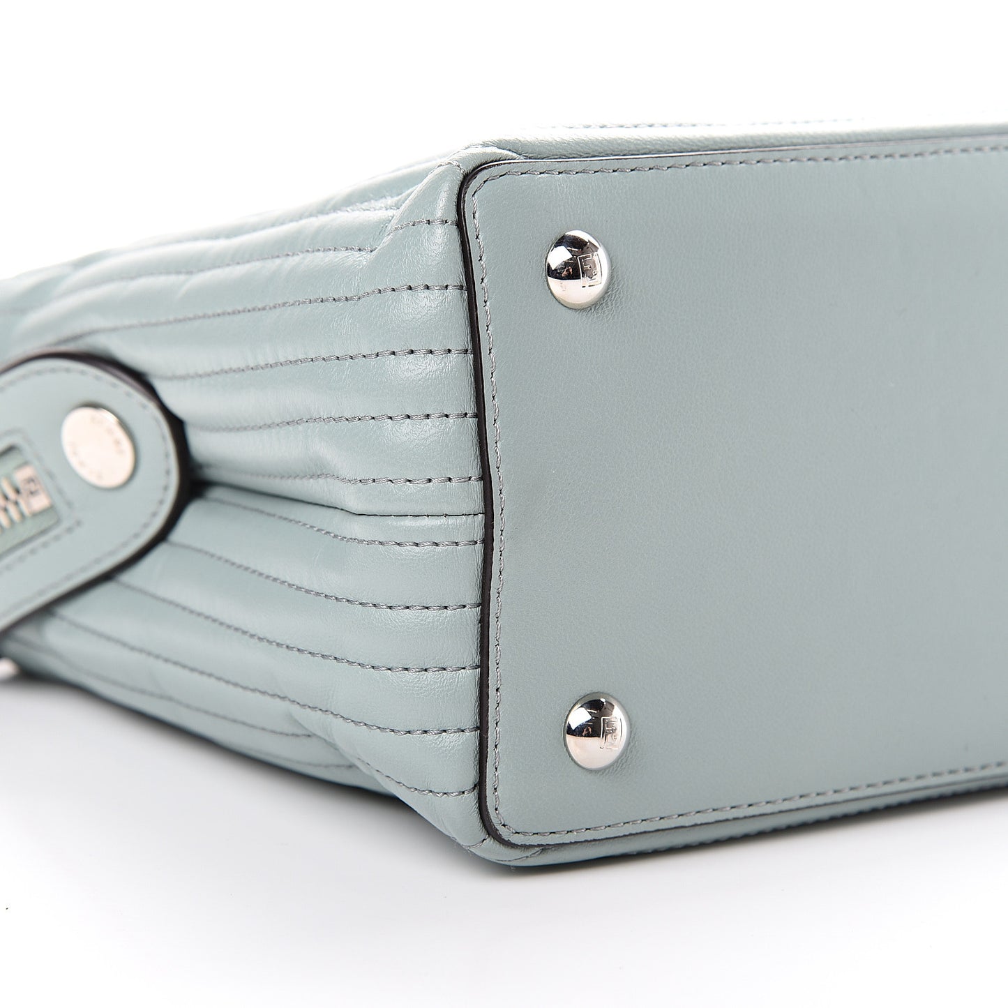 Shiny Nappa Trapuntata Chain Small DotCom Click Chain Satchel Pale Blue