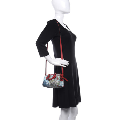 Gucci GG Supreme Monogram Blooms Mini Boston Navy Blue Hibiscus 2 of 14