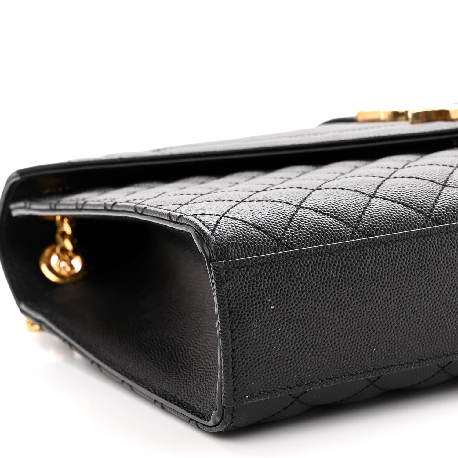 Saint Laurent Grain De Poudre Textured Mixed Matelasse Large Triquilt Monogram Satchel Black 9 of 11