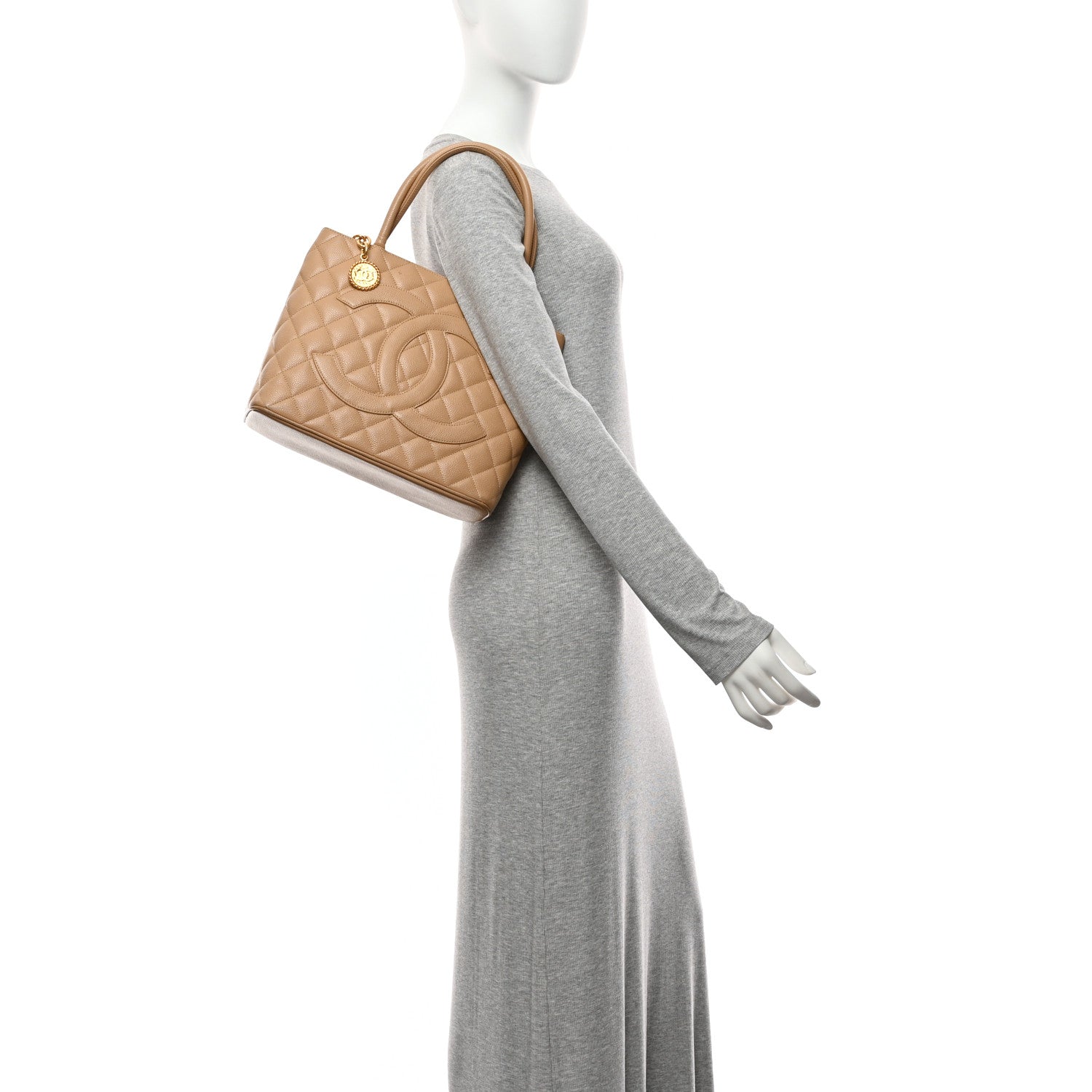 Chanel Caviar Quilted Medallion Tote Beige 2 of 15