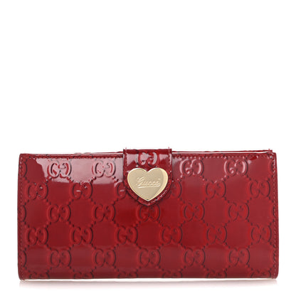 Gucci Patent Guccissima Heart Continental Wallet Red 1 of 11
