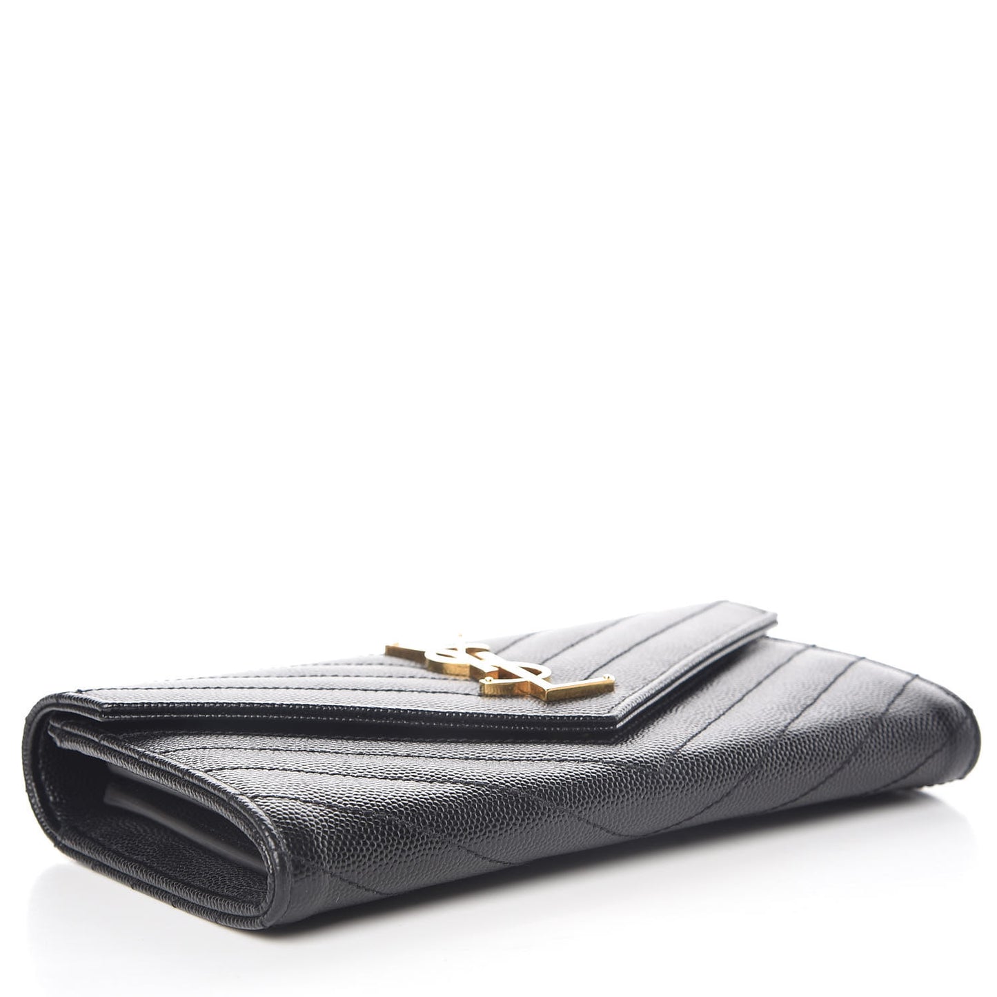 Grain De Poudre Matelasse Chevron Monogram Flap Wallet Black