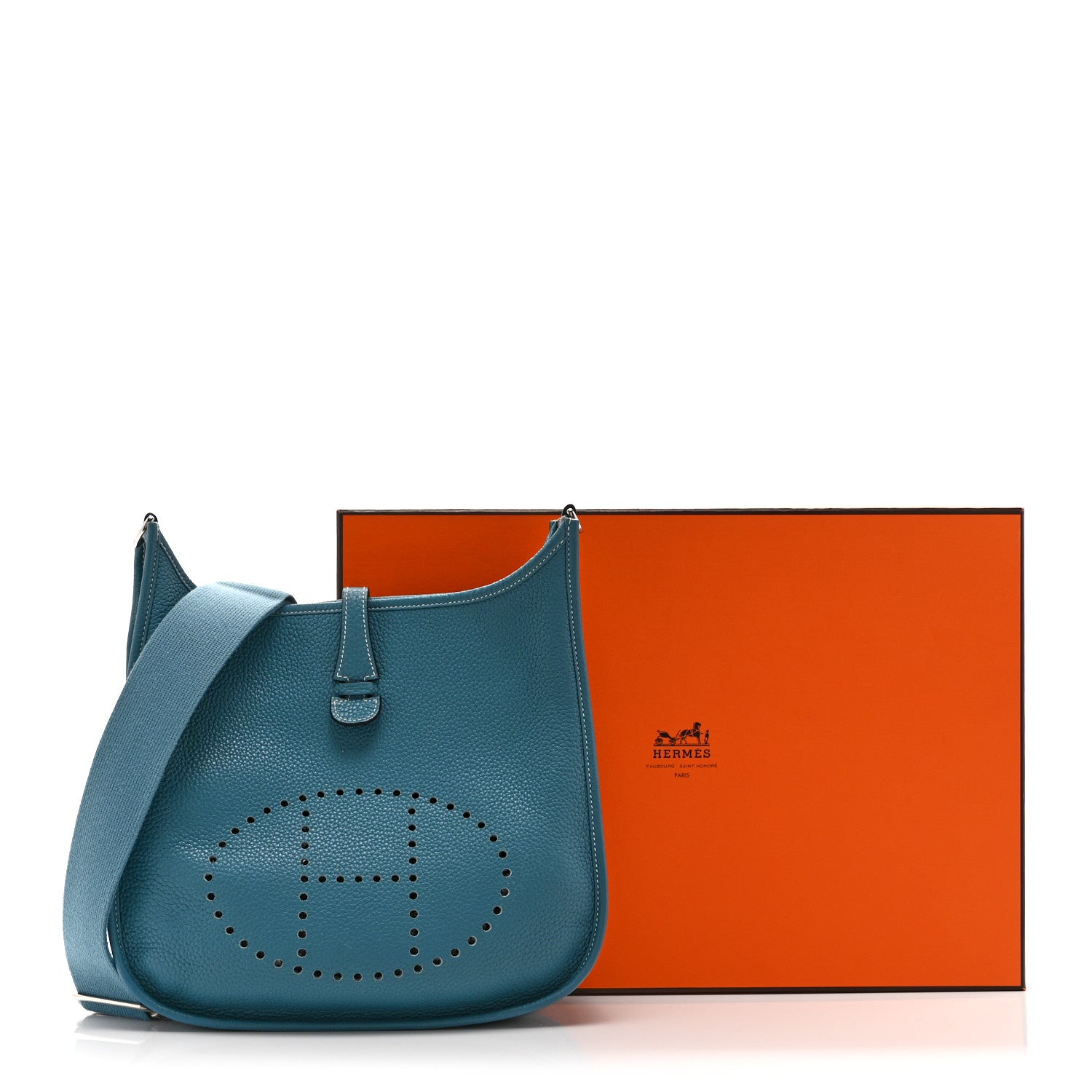 Hermes Taurillon Clemence Evelyne III PM Blue Jean 11 of 11