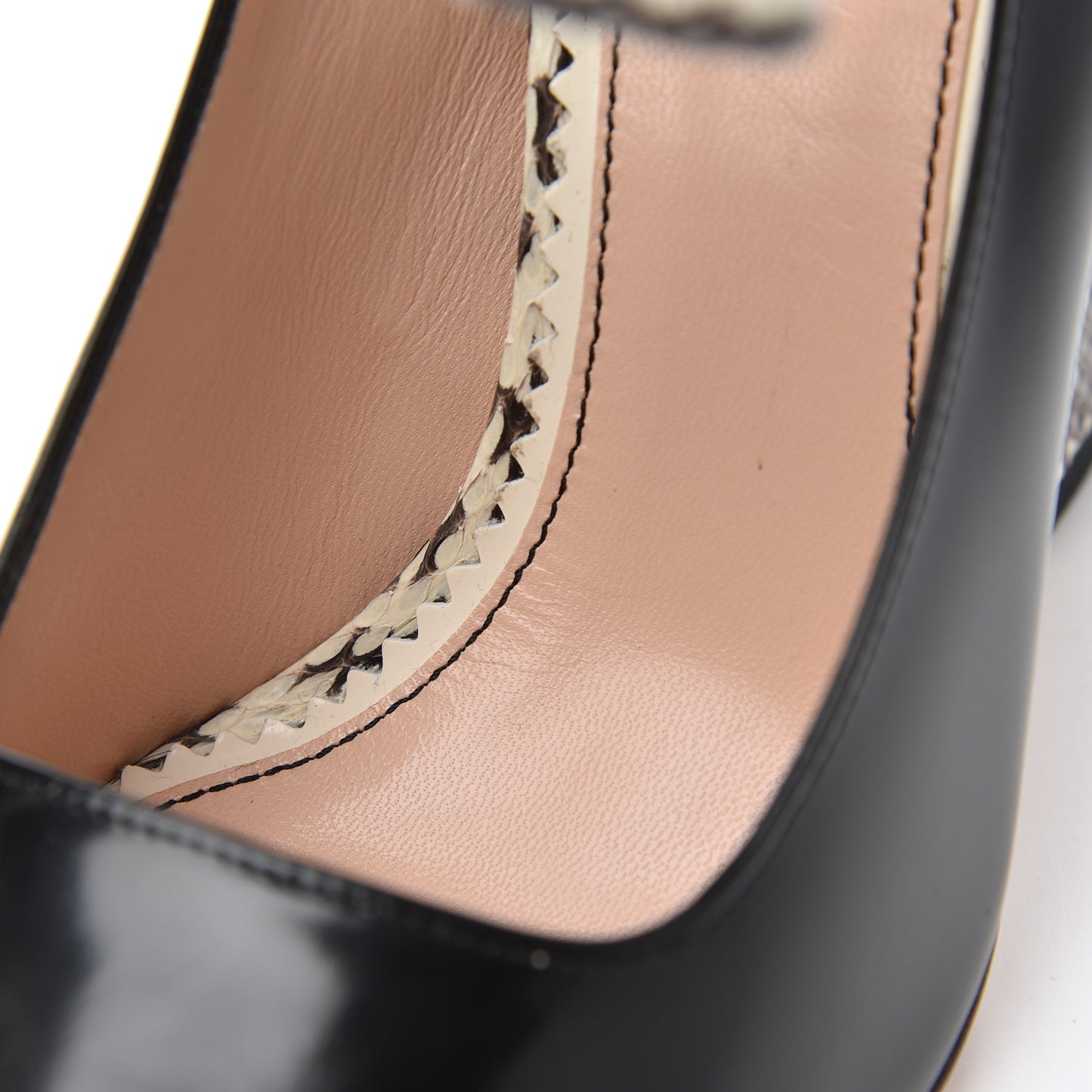 Polished Calfskin Elaphe Nimue Bow Mary Jane Pumps 37.5 Black Roccia