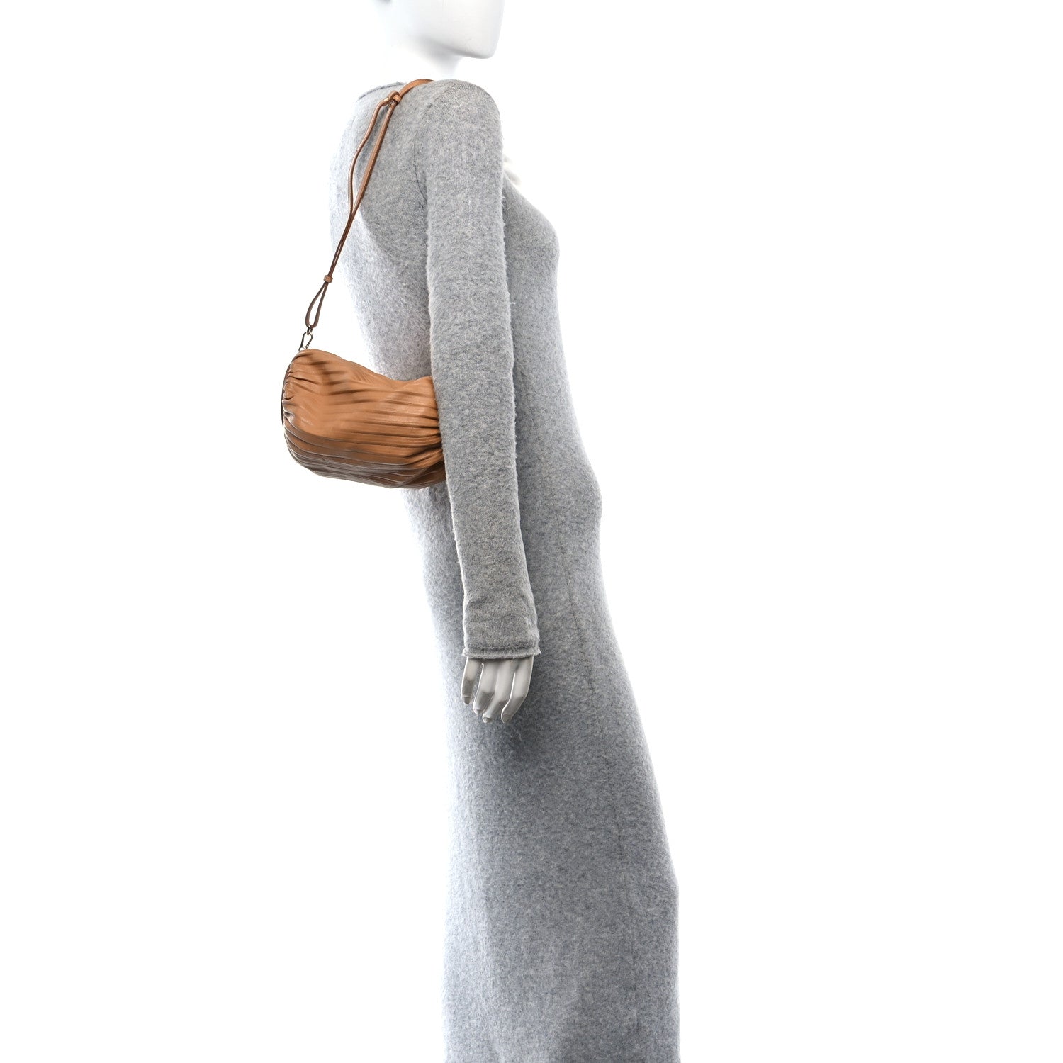 Loewe Lambskin Pleated Bracelet Pouch Shoulder Bag Warm Desert 2 of 12