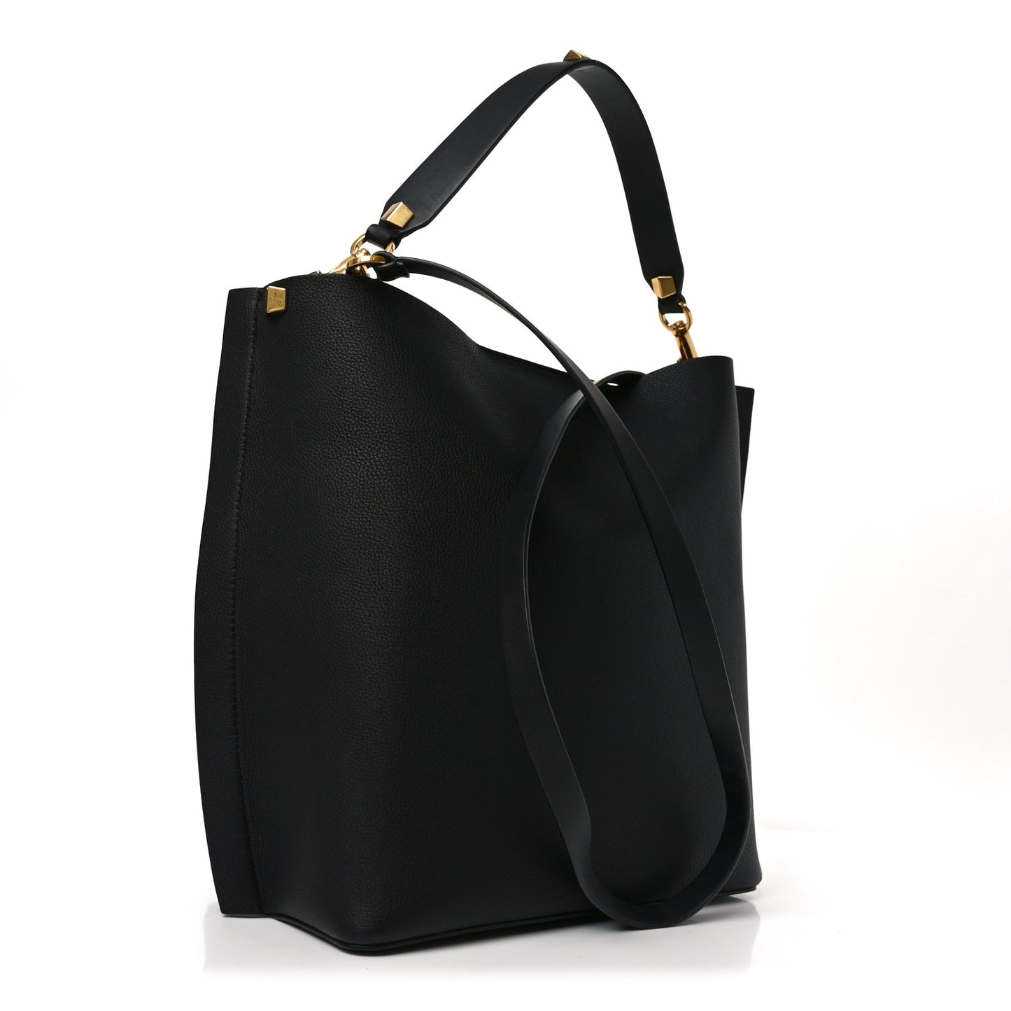 Grainy Calfskin Escape Hobo Bag Black