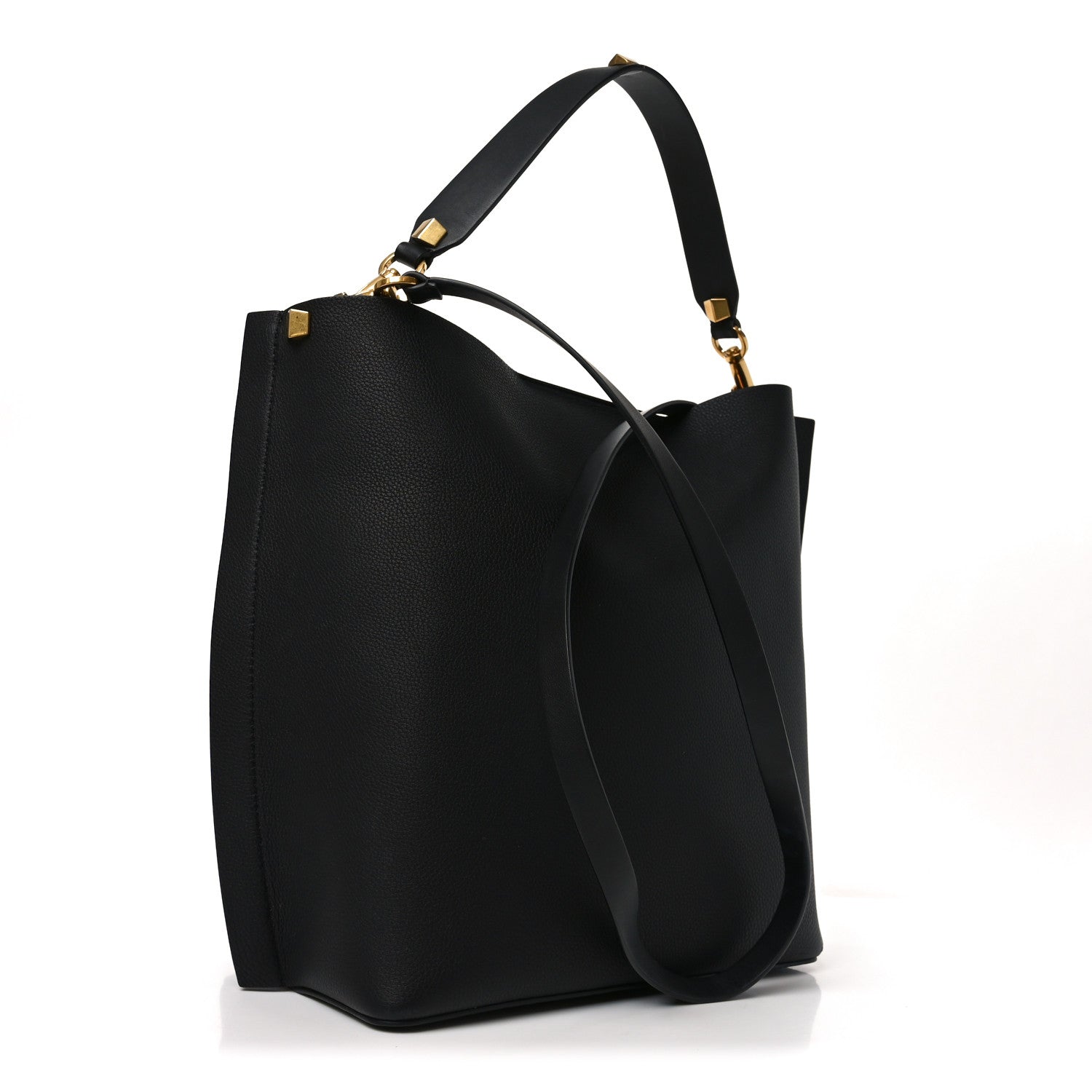 Valentino Garavani Grainy Calfskin Escape Hobo Bag Black 4 of 10