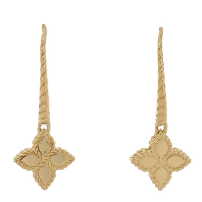Roberto Coin 18K Yellow Gold Small Princess Flower Hoop Drop Earrings 1 of 4