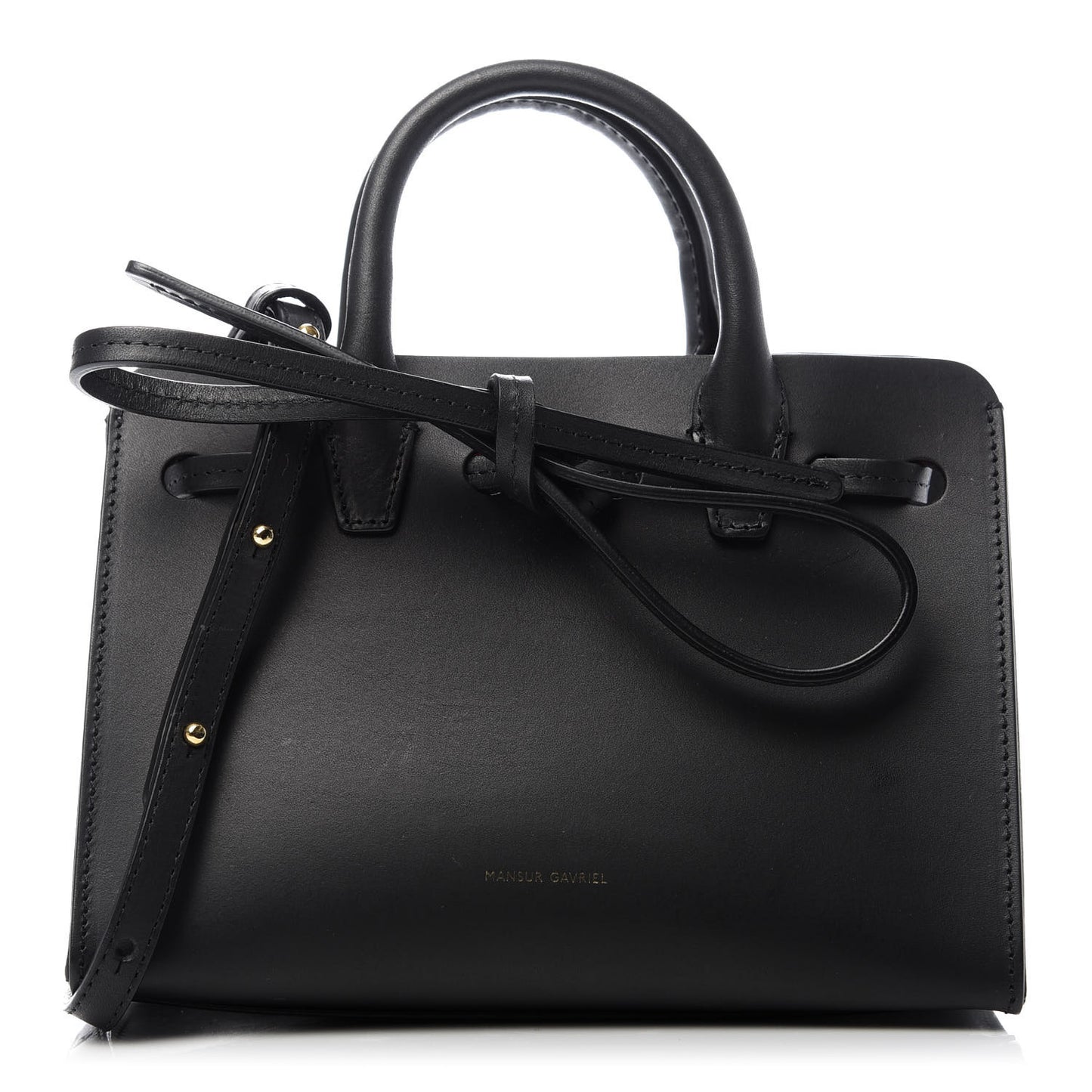 Vegetable Tanned Calfskin Mini Mini Sun Bag Black Flamma