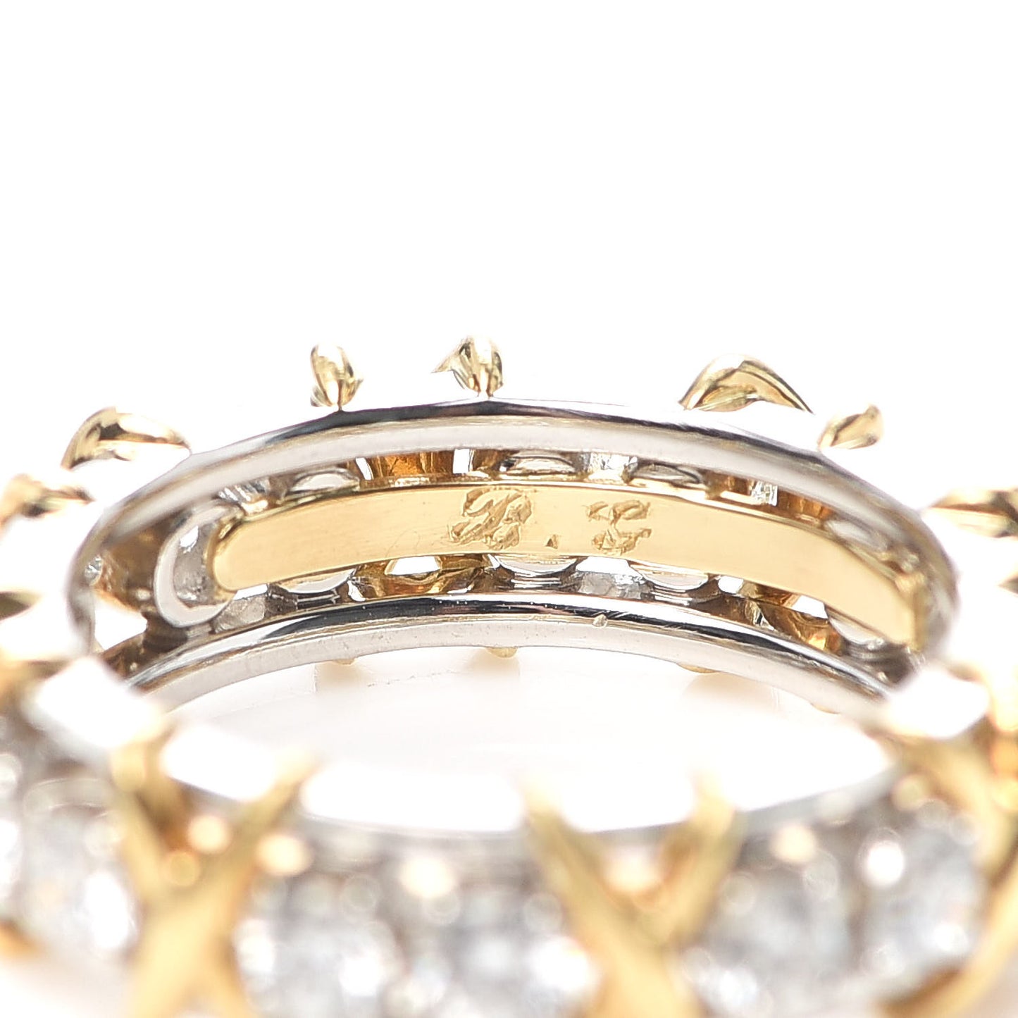 Platinum 18K Yellow Gold Diamond Schlumberger Sixteen Stone Ring 50 5.25
