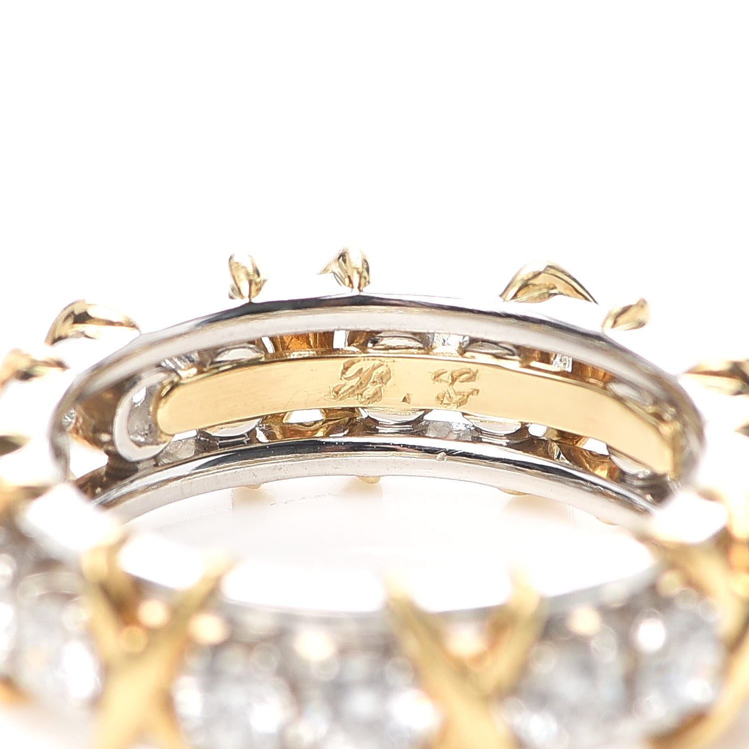 Tiffany Platinum 18K Yellow Gold Diamond Schlumberger Sixteen Stone Ring 50 5.25 4 of 7