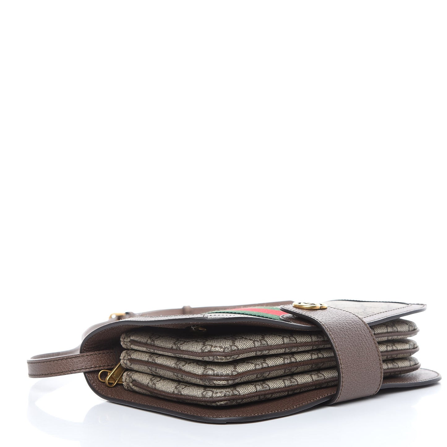 GG Supreme Monogram Web Ophidia Flap Messenger Bag Beige New Acero