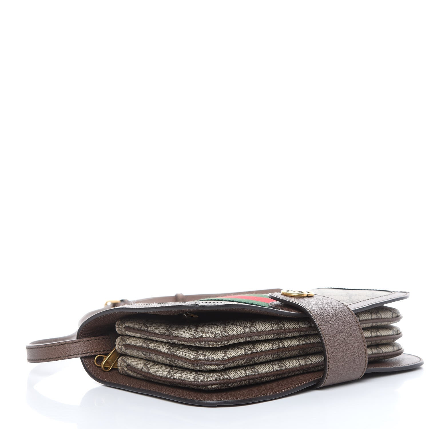 Gucci GG Supreme Monogram Web Ophidia Flap Messenger Bag Beige New Acero 4 of 9