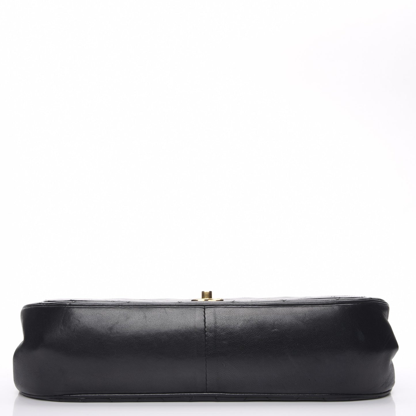 Lambskin Quilted Medium Round Double Flap Black