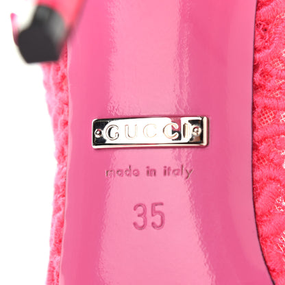 Gucci Lace Pizzo Venice Pumps 35 Fuxia Fluo Mystic White 6 of 8
