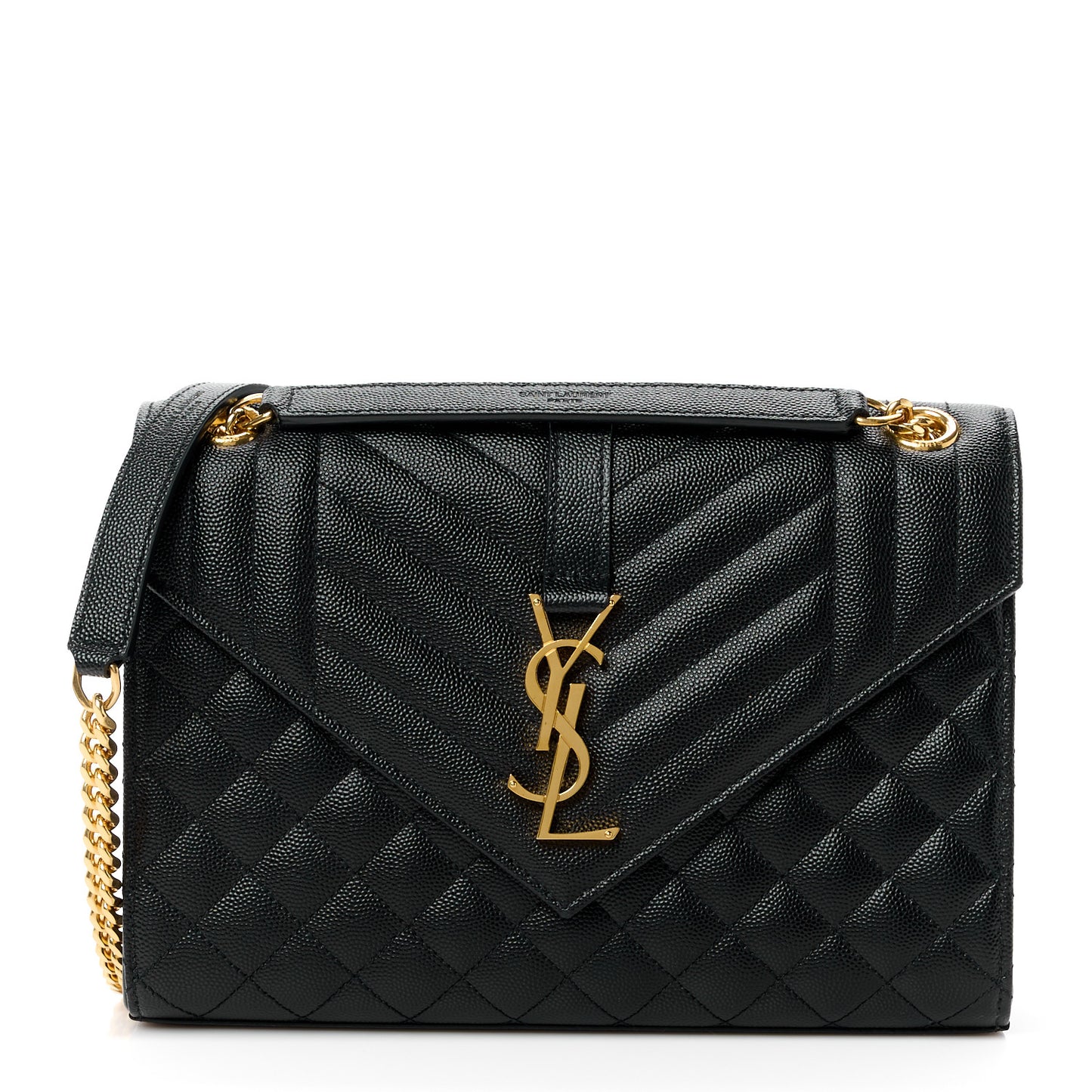 Grain De Poudre Textured Mixed Matelasse Triquilt Medium Monogram Satchel Black