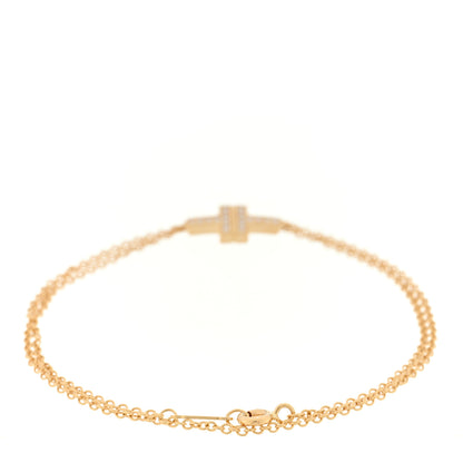 Tiffany 18K Yellow Gold Diamond T Double Chain Bracelet 2 of 3