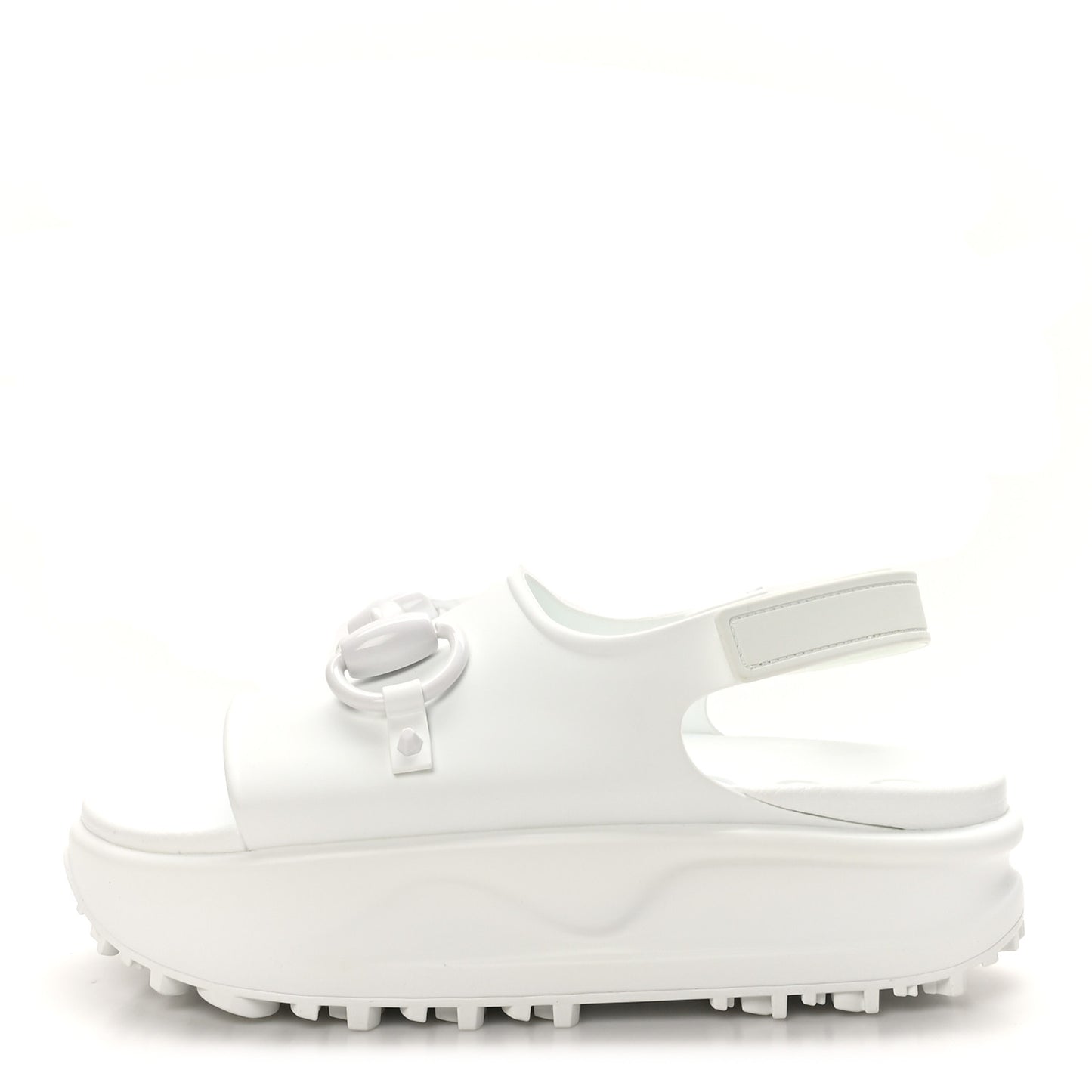 Soft Rubber Horsebit Touch Womens Strapped Sandals 37 Great White