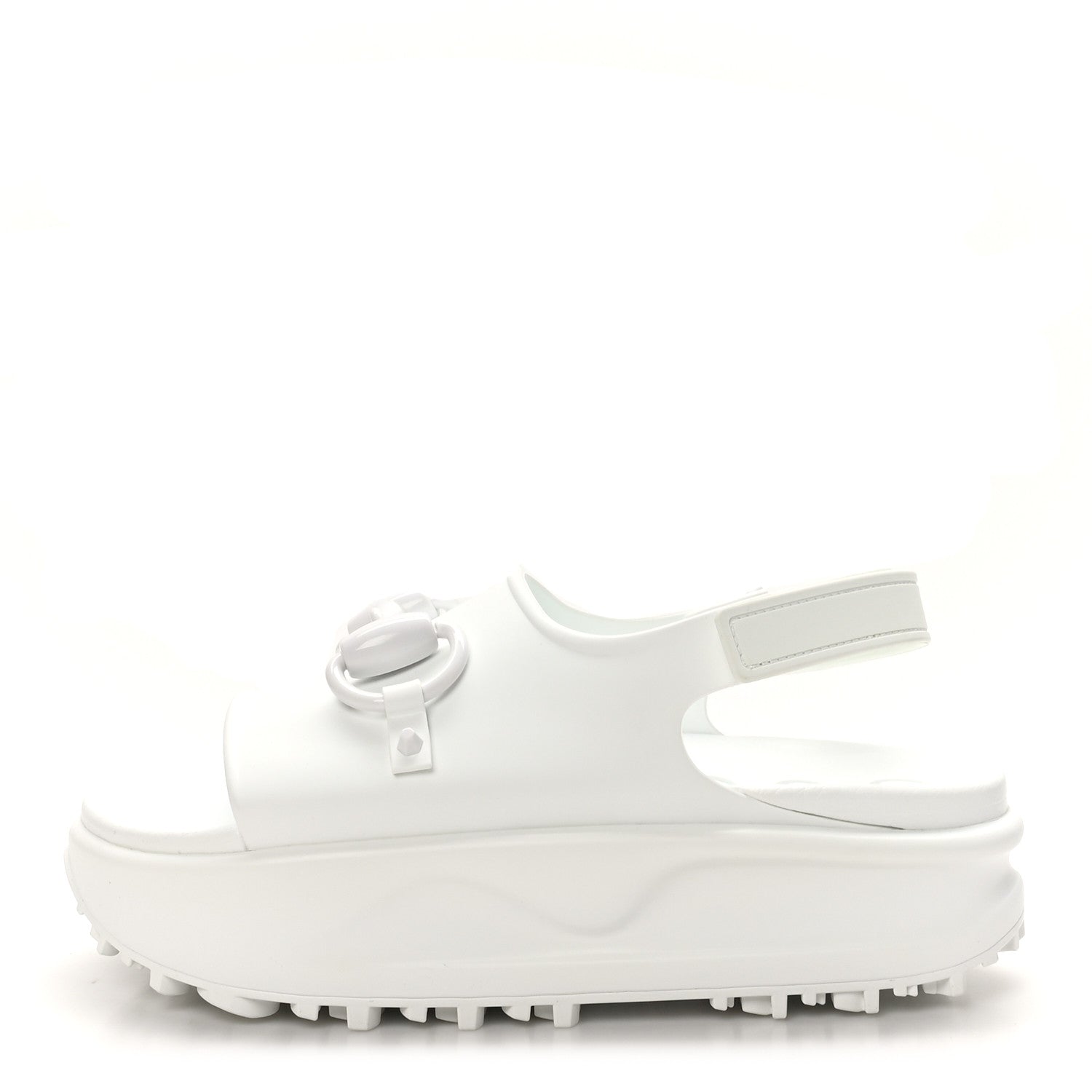 Gucci Soft Rubber Horsebit Touch Womens Strapped Sandals 37 Great White 1 of 8