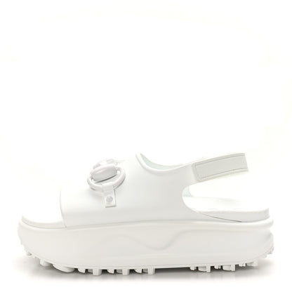 Gucci Soft Rubber Horsebit Touch Womens Strapped Sandals 37 Great White 1 of 8