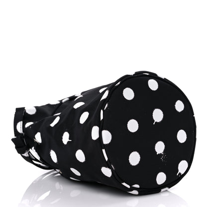 Balenciaga Recycled Sport Nylon Polka Dot Logo Embroidered Wheel Drawstring Bucket Bag Black White 4 of 9