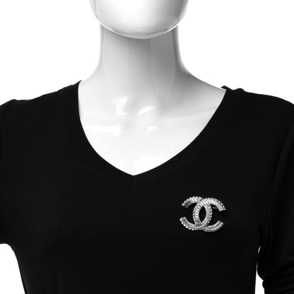Chanel Baguette Crystal CC Brooch Silver 2 of 5