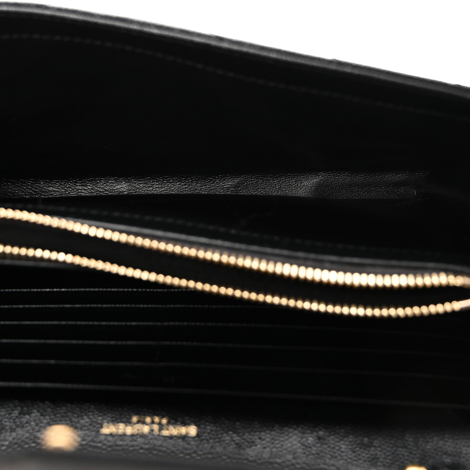 Saint Laurent Grain De Poudre Matelasse Chevron Monogram Chain Wallet Black 5 of 10