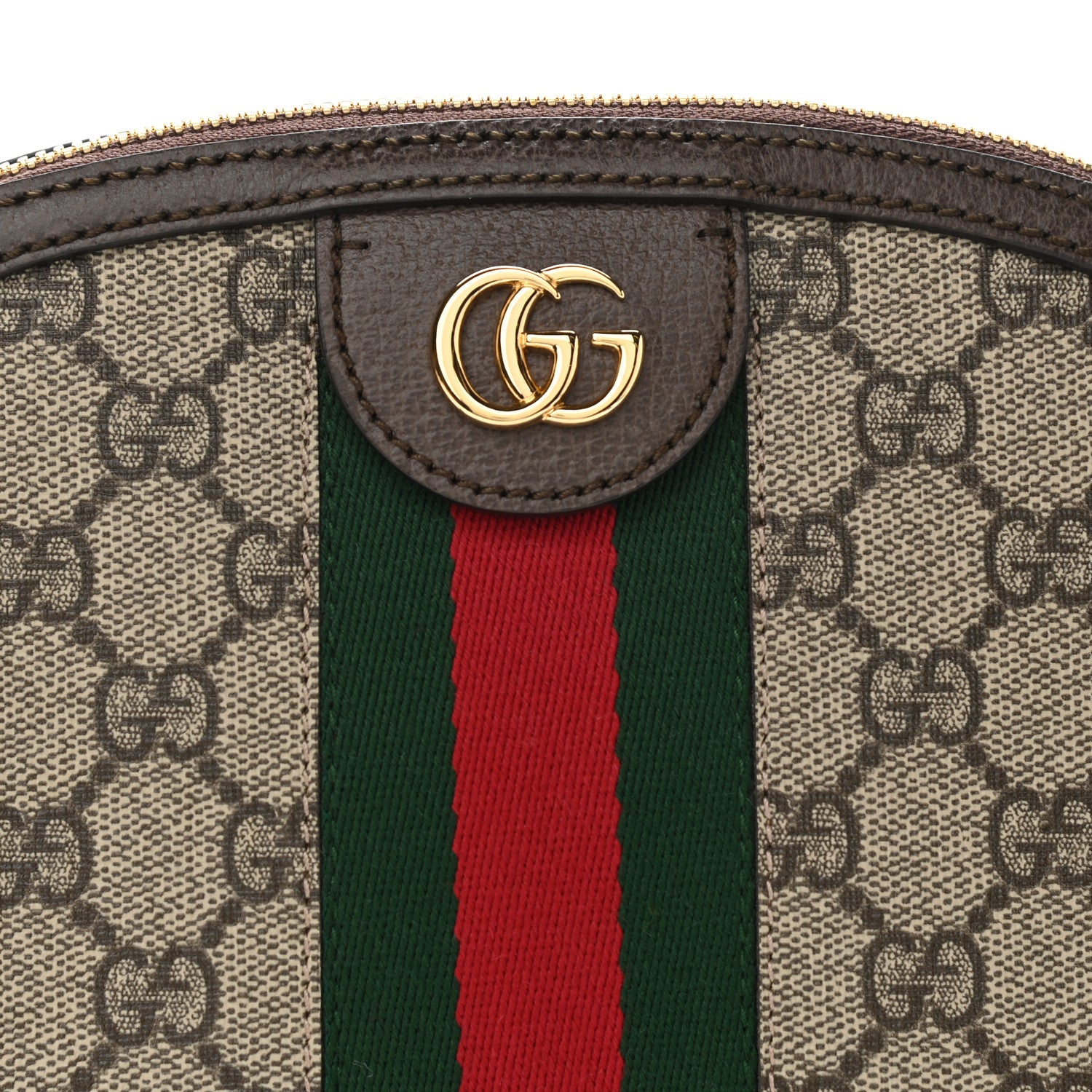 Gucci GG Supreme Monogram Textured Dollar Calfskin Web Small Ophidia Dome Shoulder Bag Beige Ebony New Acero 8 of 10