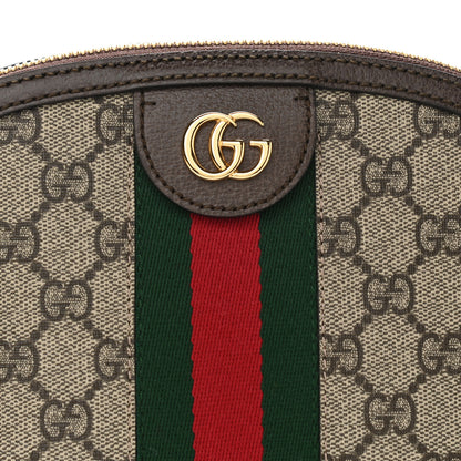 Gucci GG Supreme Monogram Textured Dollar Calfskin Web Small Ophidia Dome Shoulder Bag Beige Ebony New Acero 8 of 10