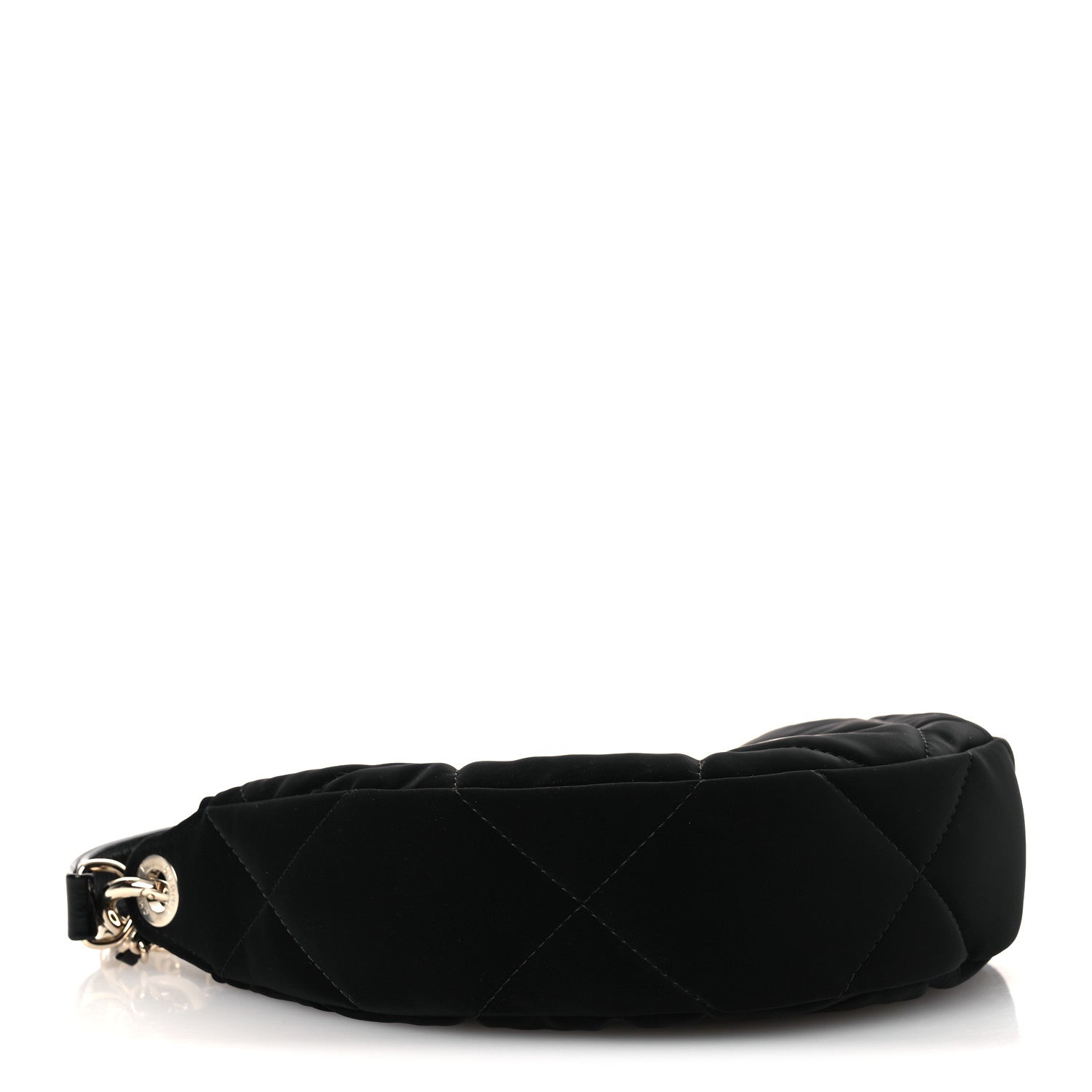 Chanel Velvet Effect Nylon Shiny Crumpled Calfskin Coco Neige Quilted Clutch With Chain Black 5 of 15