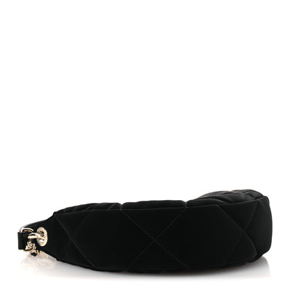 Chanel Velvet Effect Nylon Shiny Crumpled Calfskin Coco Neige Quilted Clutch With Chain Black 5 of 15