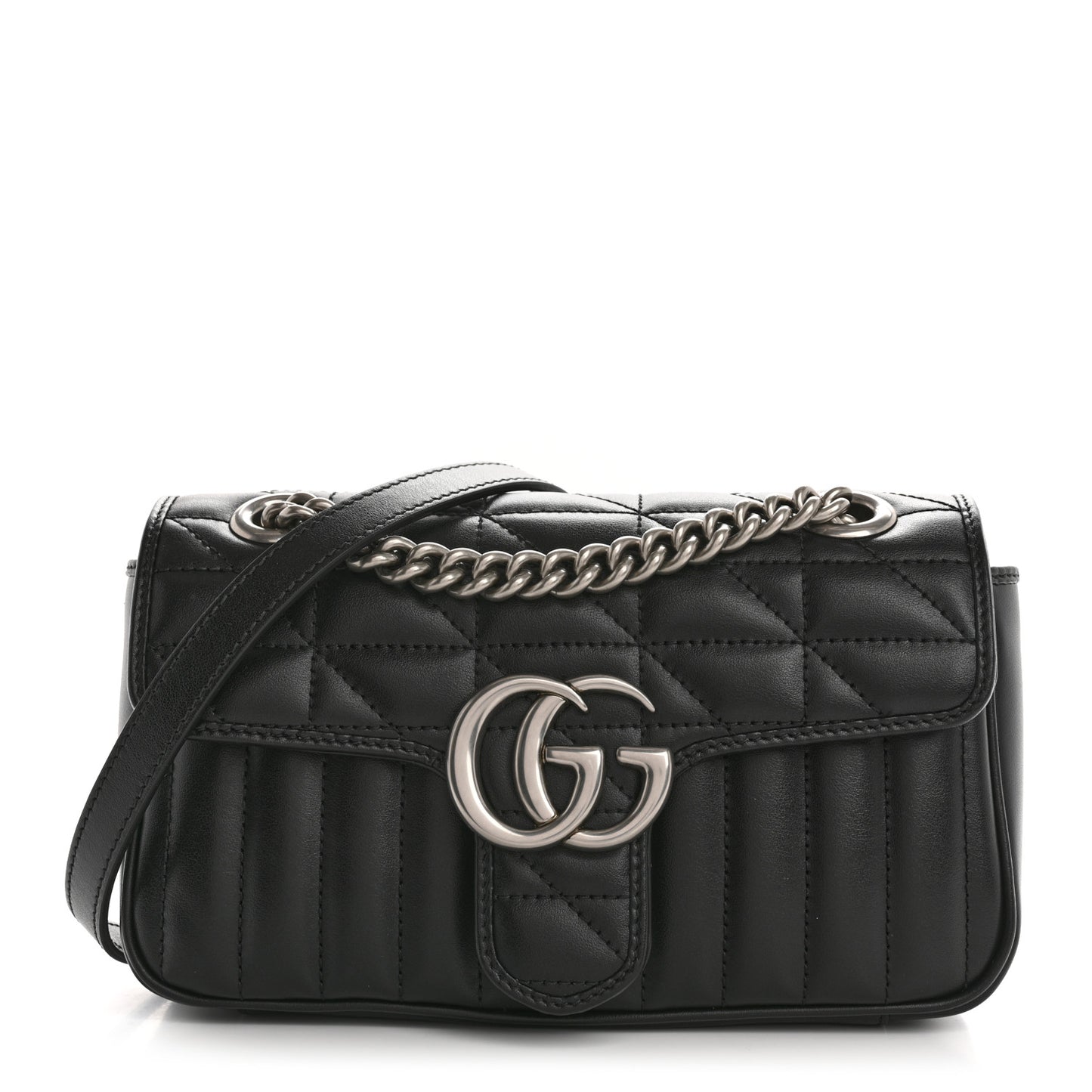 Calfskin Matelasse Aria Mini GG Marmont Shoulder Bag Black Black