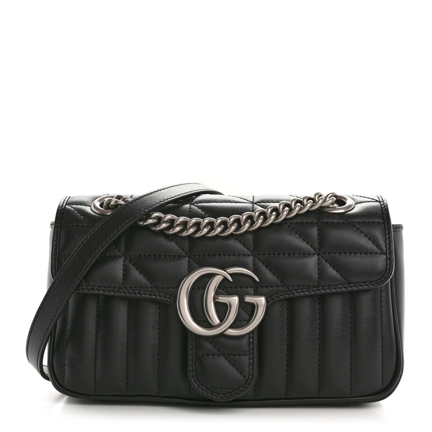 Gucci Calfskin Matelasse Aria Mini GG Marmont Shoulder Bag Black Black 1 of 10