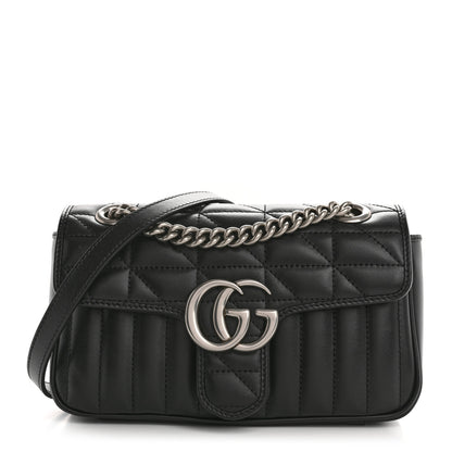 Gucci Calfskin Matelasse Aria Mini GG Marmont Shoulder Bag Black Black 1 of 10