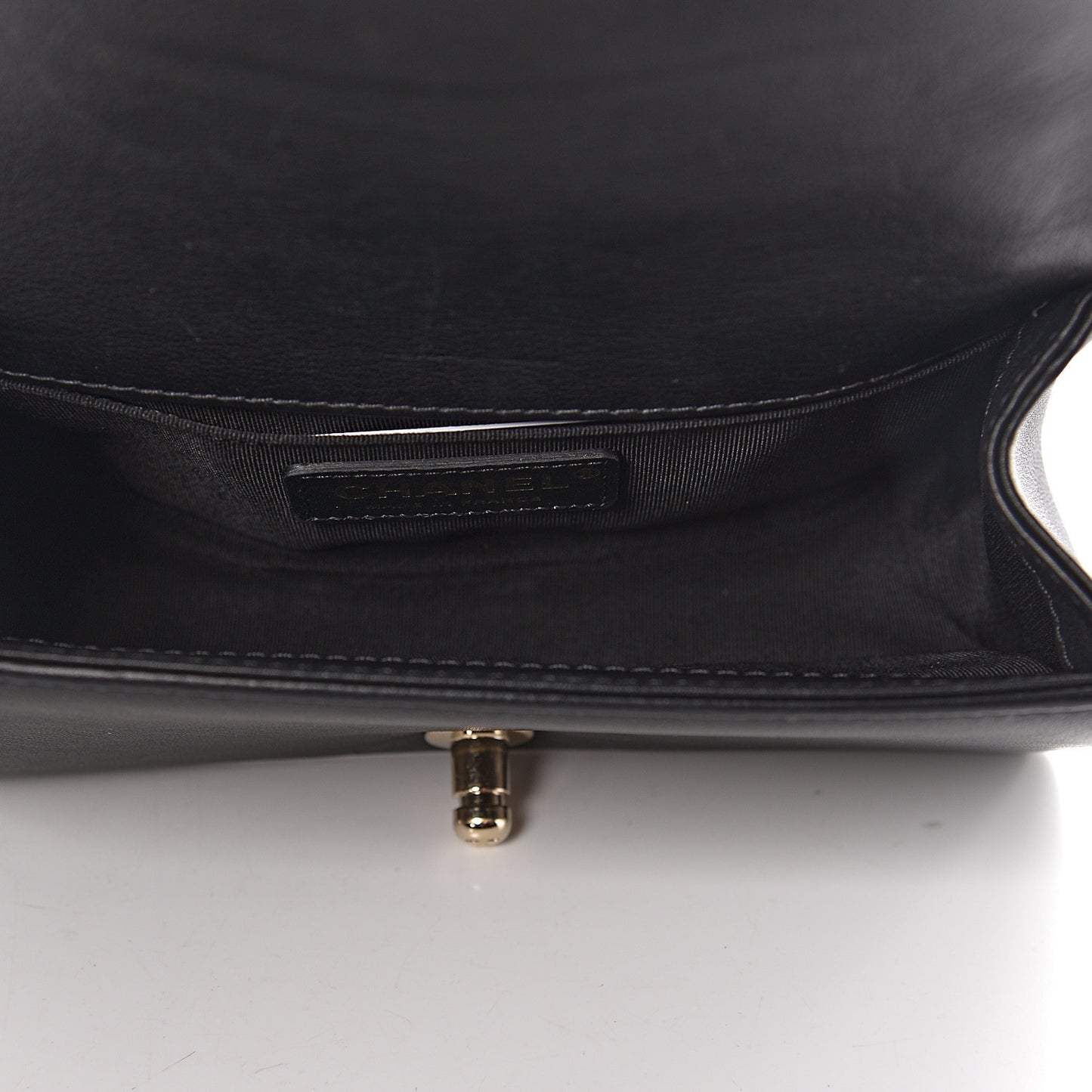 Calfskin Quilted Small Boy Top Handle Flap Black